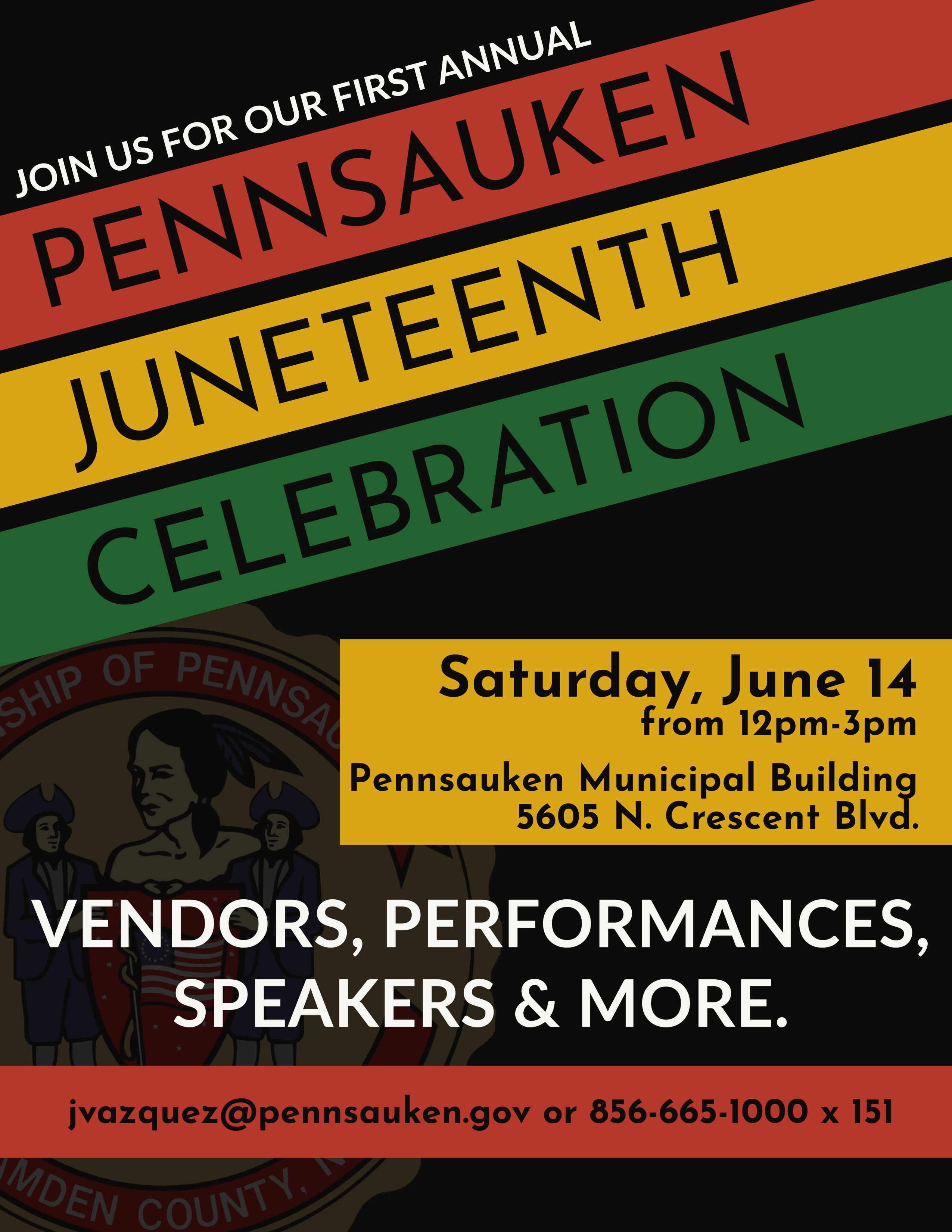 Juneteenth Celebration on June 14, 12:00 PM - 3:00 PM at Pennsauken Township Municipal Building