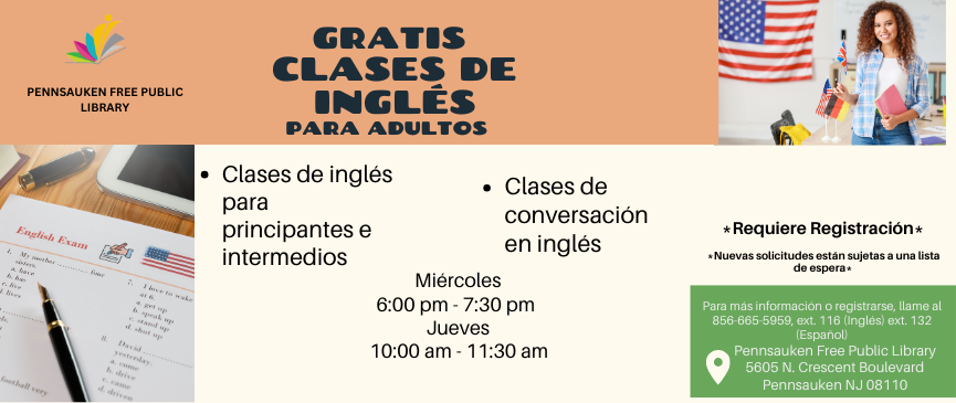 ESL Wednesdays 6:00 pm - 7:30 pm Thursdays 10:00 am - 11:30 am