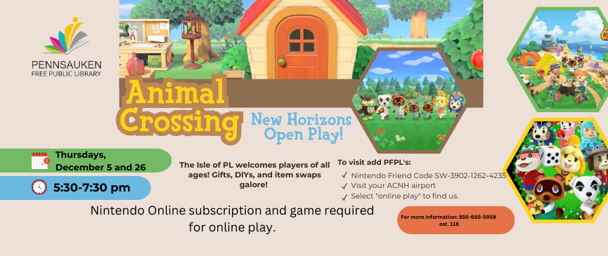 (All Ages): The Isle of PL is open! To visit add PFPL's Nintendo Friend Code, SW-3902-1262-4235, visit your airport, and select "online play" to find us. Nintendo Online and game required.